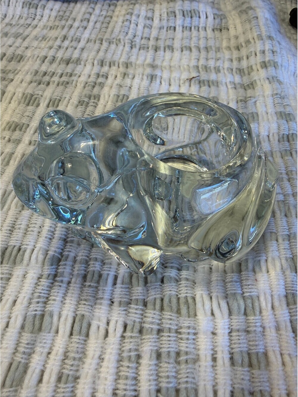 Indigo Frog Votive Candle Holder Crystal Glass